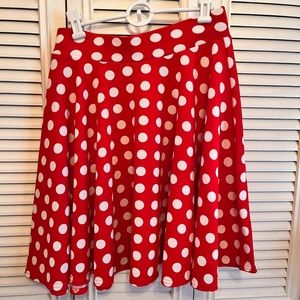 Red and white polka dot skirt